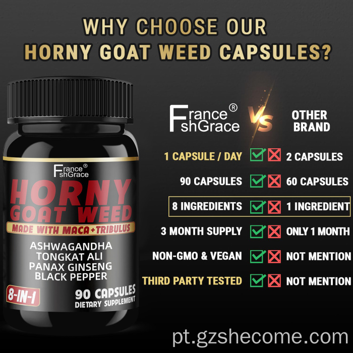 Cápsulas de ervas daninhas de cabra com tesão premium com raiz de maca